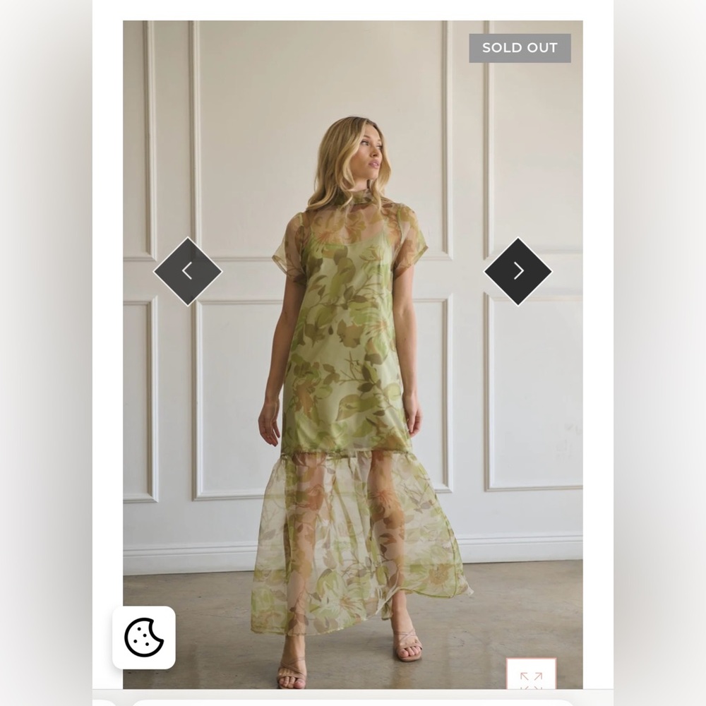 NWT Sugarlips Ellery Floral Dime Organza Maxi Dress